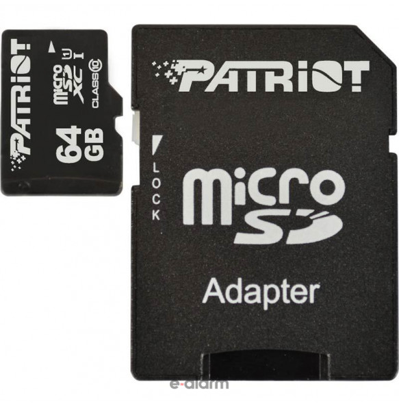 MICRO PATRIOT 64GB Κάρτα μνήμης Patriot σειράς LX κατάλληλη για κάμερες ΙΡ WESTERN-DIGITAL Κάρτες μνήμης